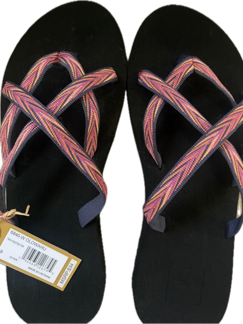 Teva Women's Black Sandals with Pink and Orange Straps